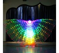 Alas LED de Mariposa para Adultos, LED ISIS Wings Glow Up Disfraces de Danza del Vientre con Palos, 360 Grados Rendimiento apoyos LED para Carnaval Halloween Accesorios de Escenario (Colorido)