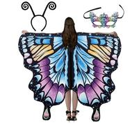 Alas Mariposas - Disfraz De para Mujer | Alas De En Disfraz De Halloween con Máscara Y Tira De Antena, Vestir Chal para Danza Y Juego De rol, Se Convierte En Un Magnífico, Ropa