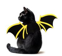 Alas Murcielago Gato, Alas de Murciélago para Mascotas, Lindas Alas de Gato, Alas de Murciélago Gatos Cachorro para la Decoración de la Fiesta de Halloween Disfraz de Murciélagos Gatos,Amarillo S