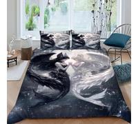 Alas Negras Blancas Funda Edredon 3 Piezas con Impresión En 3D Elegant MarineOcean con 2 Fundas De Almohada King（220x240cm） 100% Microfibra Ropa De Cama para Adultos Y Niñas