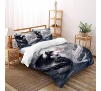 Alas Negras Blancas Funda Edredon 3 Piezas con Impresión En 3D Elegant MarineOcean con Funda Almohada Double（200x200cm） 100% Microfibra Ropa De Cama para Adultos Y Niñas