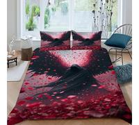 Alas Negras Rojas Funda De Edredón 3 Piezas 3D Impresa Dark Mythical Being con 2 Fundas De Almohada King（220x240cm） Microfibra Ropa De Cama para Niñosy Hombres