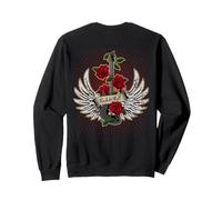 Alas para bajo diseño de Rosas desgastadas Rock and Roll Sudadera