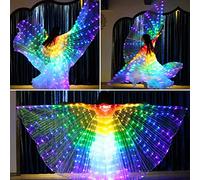 Alas para danza del vientre, 360 grados, LED, para alas de mariposa de 140-180 cm, 2 modos, control de luz, alas de hadas para actuaciones escénicas, Halloween, Navidad, fiesta de Navidad (luz