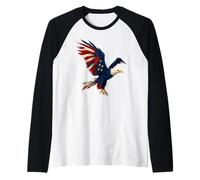 Alas patrióticas de la bandera de Estados Unidos, águila calva, pájaro volador Camiseta Manga Raglan