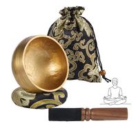 alasemo Juegos de Cuencos Tibetanos, Cuencos Tibetanos de 8 cm Diámetro (Latón Martillado), Cuenco Tibetano Pequeño con Mazo de Madera, Cojín, Bolsa, Ideal para meditación, Yoga y Relax
