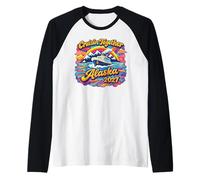 Alaska 2027, diseño Retro de los 70, Hippies cruzando Juntos Camiseta Manga Raglan