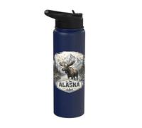 Alaska Alce Alce Ciervo Amor Montañas de Alaska Stainless Steel Insulated Water Bottle