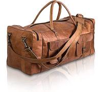 ALASKA EXPORTS Harvey - Bolsa de viaje de piel auténtica unisex, color marrón, Brown, 24'' INCH, Bolsa de lona