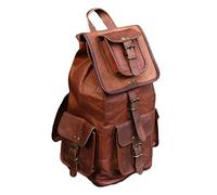 ALASKA EXPORTS Mochila de piel auténtica para hombres y mujeres, mochila de viaje de cuero vintage, mochila grande e informal, mochila de senderismo y camping (marrón)