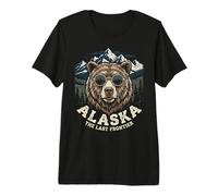 Alaska La Última Frontera Vintage Montañas Oso Naturaleza Amante Camiseta Premium