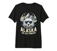Alaska La Última Frontera Vintage Montañas Oso Naturaleza Amante Camiseta Premium