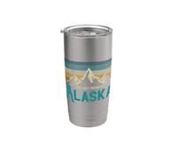 Alaska La Última Frontera Vintage Montañas Regalo Naturaleza Vaso térmico de acero inoxidable de doble pared