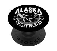 Alaska Retro Ocean Whale Scene Scenic Outdoor PopSockets PopGrip Adhesivo