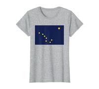 Alaska State Flag State of Alaska Souvenir Estados Unidos USA Camiseta, Mujer, Gris Jaspeado, XXL
