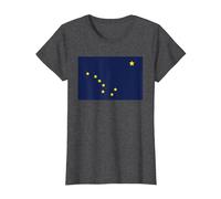 Alaska State Flag State of Alaska Souvenir Estados Unidos USA Camiseta, Mujer, Jaspeado Oscuro, L