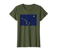 Alaska State Flag State of Alaska Souvenir Estados Unidos USA Camiseta, Mujer, Verde Oliva, 3XL