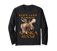 Alaska Territorio Tierra Mamífero El Moose Artístico Vector Manga Larga