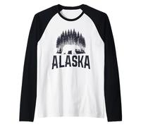 Alaska The Last Frontier Bear - Recuerdo Vintage de Pino Camiseta Manga Raglan