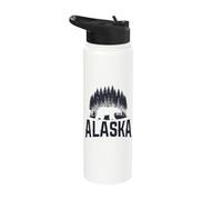 Alaska The Last Frontier Bear - Recuerdo vintage de pino Stainless Steel Insulated Water Bottle