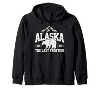 Alaska The Last Frontier EST 1959 Montañas de Oso Grizzly Sudadera con Capucha