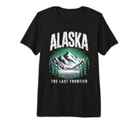 Alaska The Last Frontier Retro Mountain Lake Gráfico Camiseta Premium