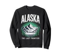 Alaska The Last Frontier Retro Mountain Lake Gráfico Sudadera
