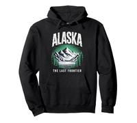 Alaska The Last Frontier Retro Mountain Lake Gráfico Sudadera con Capucha