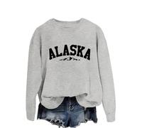 Alaska Women's Soft Crewneck Sweatshirt - Lightweight Cotton Pullover with Graphic Print, Versatile Long Sleeve Top for All Seasons