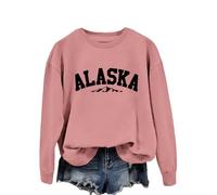 Alaska Women's Soft Crewneck Sweatshirt - Lightweight Cotton Pullover with Graphic Print, Versatile Long Sleeve Top for All Seasons