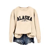 Alaska Women's Soft Crewneck Sweatshirt - Lightweight Cotton Pullover with Graphic Print, Versatile Long Sleeve Top for All Seasons