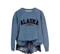 Alaska Women's Soft Crewneck Sweatshirt - Lightweight Cotton Pullover with Graphic Print, Versatile Long Sleeve Top for All Seasons
