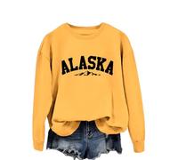 Alaska Women's Soft Crewneck Sweatshirt - Lightweight Cotton Pullover with Graphic Print, Versatile Long Sleeve Top for All Seasons