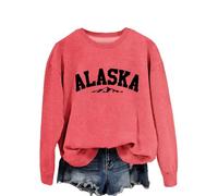 Alaska Women's Soft Crewneck Sweatshirt - Lightweight Cotton Pullover with Graphic Print, Versatile Long Sleeve Top for All Seasons