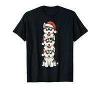 Alaskan Husky Navidad Lindo Animal Pila Santa Sombrero Perro mamá Camiseta