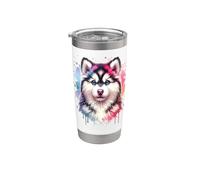 Alaskan Klee Kai Dog Obra de arte Vaso térmico de acero inoxidable de doble pared