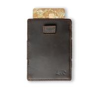 Alaskan MAKER - Cartera compacta de piel completa flor - Almacenamiento mágico para tarjetas y billetes - Protección RFID antipiratería - Hasta 16 tarjetas - Sistema Pull-Out., marrón, H10,5cm x