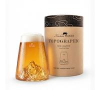 Alaskan MAKER Vaso alto 450ml - Borosilicato de alta calidad soplado a mano con montañas en relieve | Cóctel, cerveza o refresco TOPOGRÁFICO (Fitz Roy)