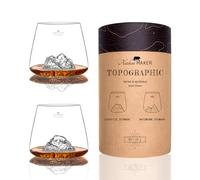 Alaskan MAKER Vasos de whisky de 350 ml (juego de 2) - Vasos cristalinos soplados artesanalmente con montañas en relieve | Forma Tulipán | Espíritus TOPOGRAPHIC (Zugspitze & Watzmann)