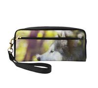 Alaskan Malamute Bokeh Mascotas Perros Lindo, Bolsa de Maquillaje Bolsa de cosméticos Bolsa de Aseo de Viaje portátil Estuche de Cuero para Mujeres y niñas