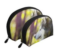 Alaskan Malamute Bokeh Mascotas Perros Lindo, Bolsa de Maquillaje de Concha, Monedero pequeño para Mujer, Bolsa de artículos de tocador, Bolsa de cosméticos, 2 Piezas