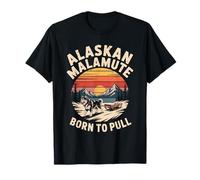 Alaskan Malamute Born to Perro de trineo retro nacido para tirar Camiseta