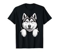 Alaskan Malamute Divertido Peeking Pocket Puppy Dog Lover Camiseta