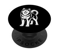 Alaskan Malamute Dog Line Art Diseño Gráfico Ilustración PopSockets PopGrip Adhesivo