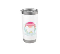 Alaskan Malamute Dog Vintage 80s Vaporwave Aesthetic Puppy Vaso térmico de acero inoxidable de doble pared