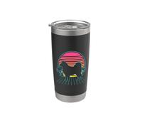 Alaskan Malamute Dog Vintage 80s Vaporwave Aesthetic Puppy Vaso térmico de acero inoxidable de doble pared