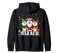 Alaskan Malamute Navidad Perros Divertido Santa Reno Elfo Sudadera con Capucha