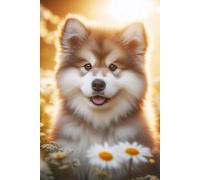 Alaskan Malamute Puppy face Notebook - Large 6 x 9 inches - 127 Pages