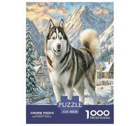 Alaskan Malamute Puzzle Imposible,desafío para Adultos Animales leales Entretenimiento Creativo 1000 Piezas Obra De Arte De Juego De para Adultos,Regalos A Partir De 14 Años 38x26cm/1000pcs