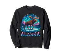 Alaskan Moose Northern Lights Aurora Alaska Viaje Vacaciones Sudadera